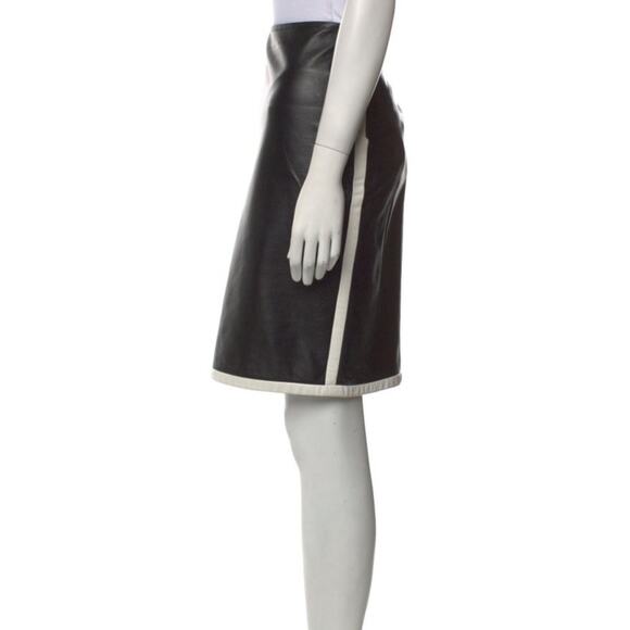 Ralph Lauren Lambskin Skirt - Purple Label - Cream and Black - Size Large - Sz 6 - Picture 7 of 14